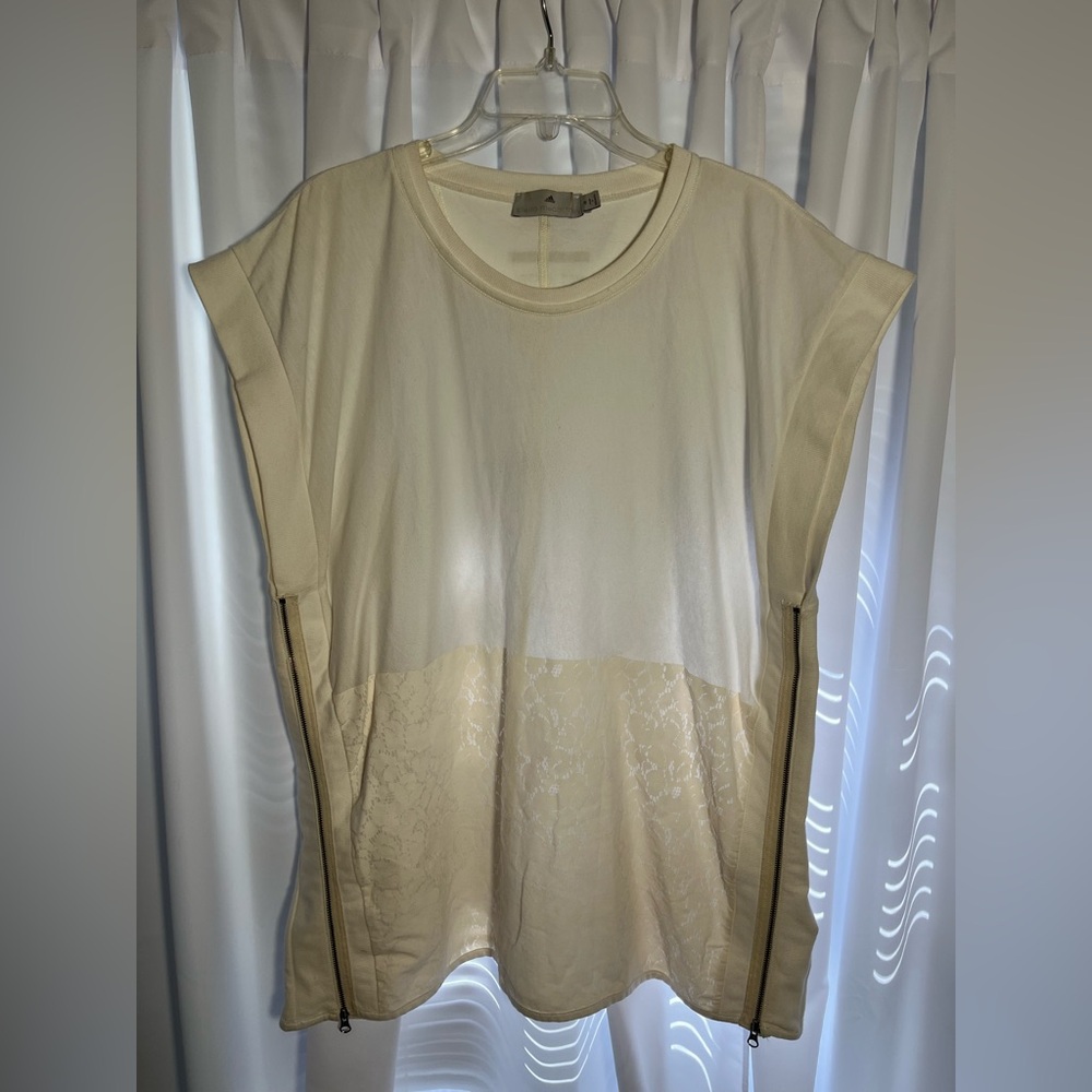 ADIDAS By STELLA MCCARTNEY Off-White Top w/Lace & Zippers Sz M